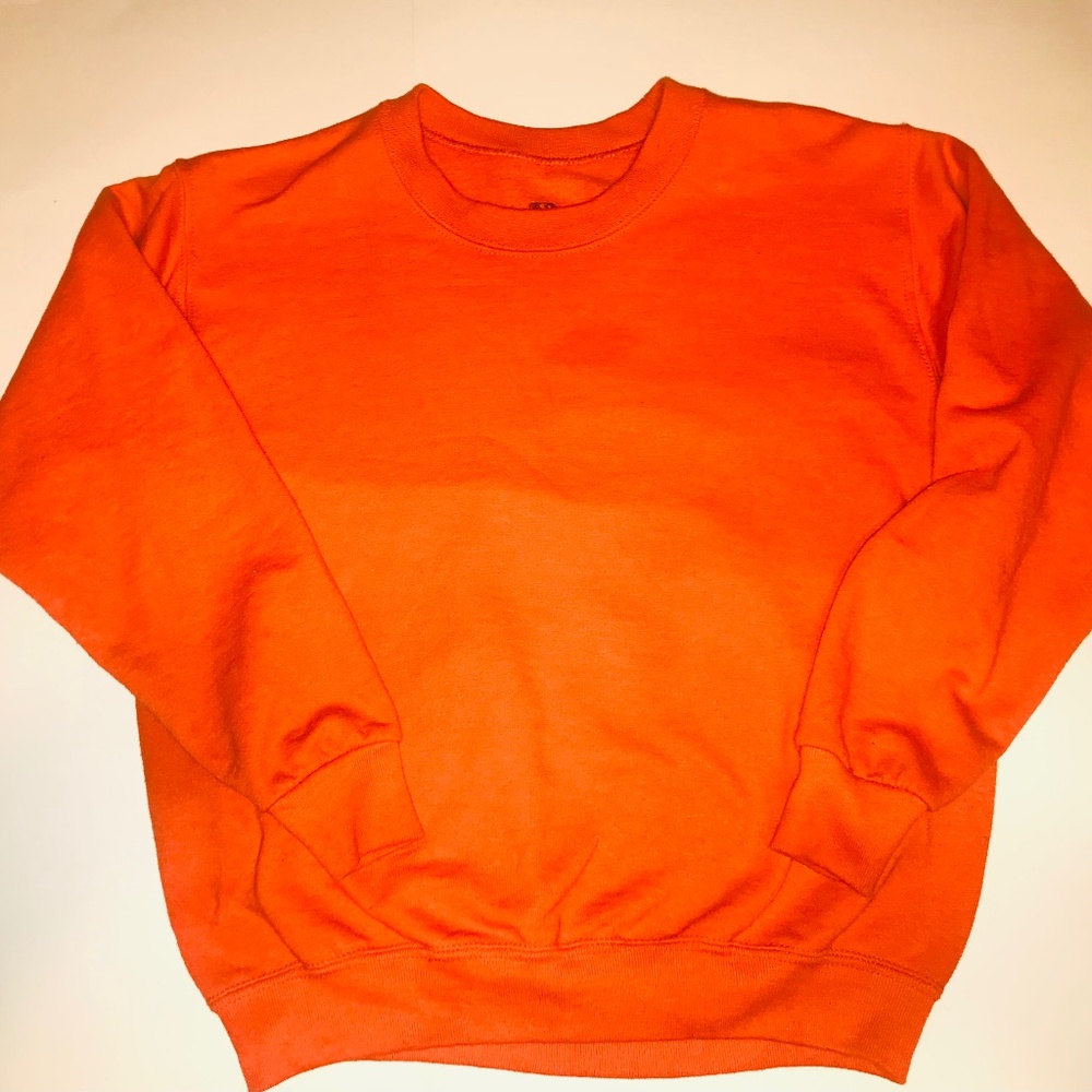 Kids Fruit of the Loom cotton orange crewneck sweatshirt fall/Halloween sz 14/16